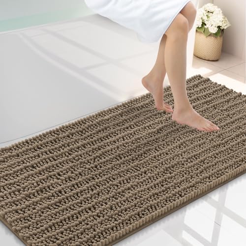 Smiry Bathroom Rugs 47X24, Extra Soft Rubber Backing Chenille Bath Mats by Smiry