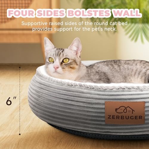 Zerbuger 20in Light Grey Round Dog Bed Sofa - Image 4