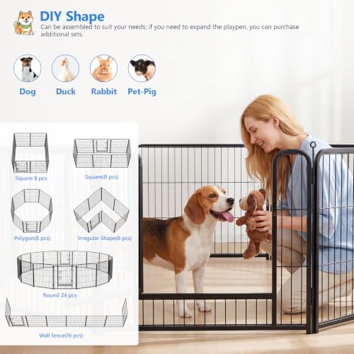 Dog Playpen Outdoor, 40 Inch Height 16 Panels Foldable Dog Fence - Image 4