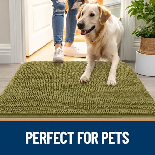 OLANLY Dog Door Mat for Muddy Paws 44x24, Super Absorbent Chenille Mud Mat - Image 6
