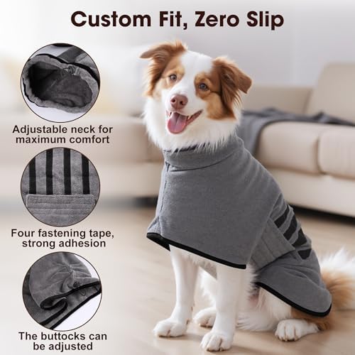 Microfiber Dog Bathrobe, Super Absorbent Dog Drying Coat - Image 3