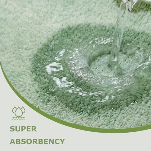 Cute Green Scalloped Bathroom Runner Rug, Fun Plush Luxury Microfiber Bath Rug - Image 5