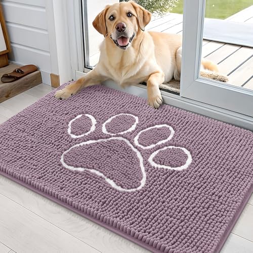 OLANLY Dog Door Mat for Muddy Paws 36x24, Paw Print Design Chenille Mud Mat by OLANLY