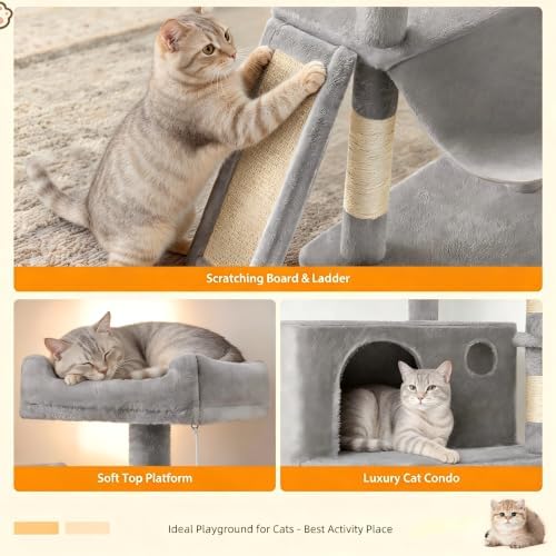 Multi-Level Cat Tree for Large Cats, 63 Inches Heavy Duty Cat Tree for Indoor - Image 6