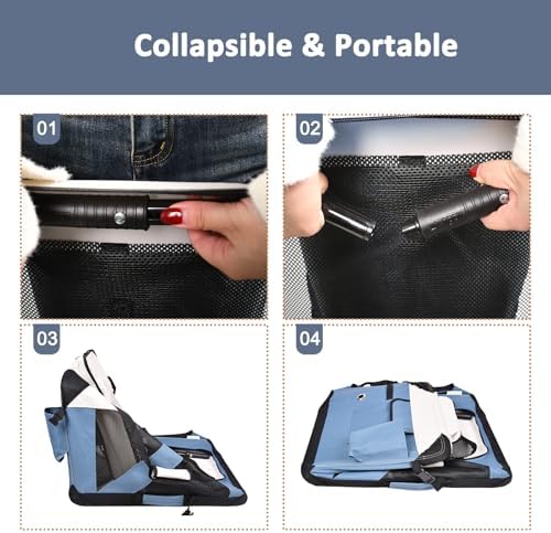 JESPET 3 Door Soft Dog Crates Kennel, Collapsible Travel Pet Carrier - Image 5