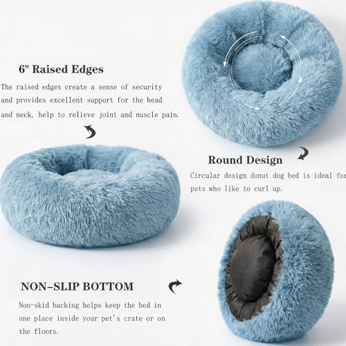 nononfish Soft Round Dog Bed for Small Dogs, Calming Plush Pet Bed - Image 5