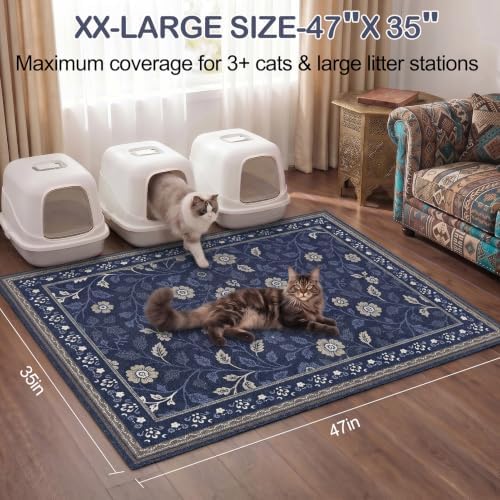Glittme Cat Litter Mat 47"x35" Non-Slip Washable Trapping Mat - Image 6