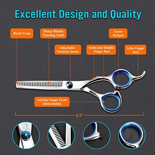 COOLALA Stainless Steel Hair Cutting Scissors Thinning Shears 6.5 Inch - Image 3
