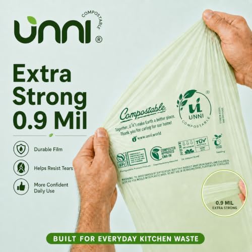 UNNI Compostable Bags, 13 Gallon, 49.2 Liter, Extra Thick 0.9 Mil - Image 5
