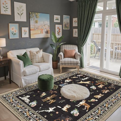 Black Floral Area Rug 3x5 for Bedroom Entryway - Image 3