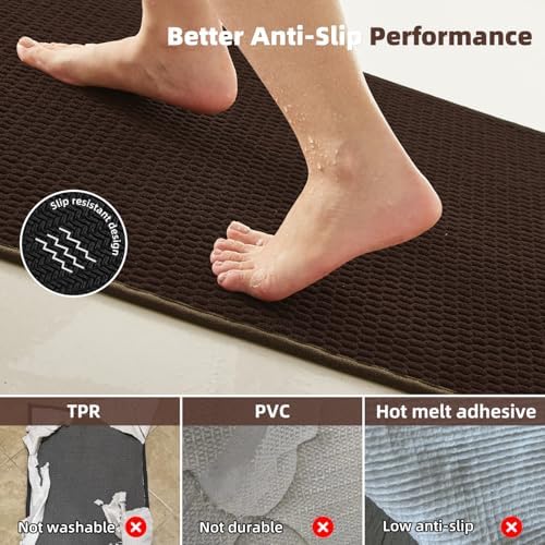 TYUU Bathroom Runner Rug, Long Bath Mat Washable Thin Quick Dry Low Pile - Image 4