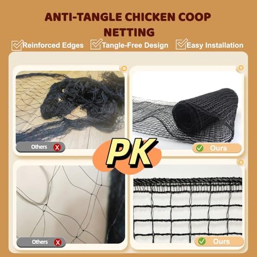 Heavy Duty Bird Netting for Chicken Coop, 19.5 x 19.5 ft 0.8”Mesh HDPE Chicken - Image 6