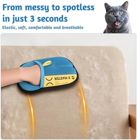 2 Pack Pet Hair Removal Gloves for Cats & Dogs – Premium Mesh & Brush Fabric - Image 3