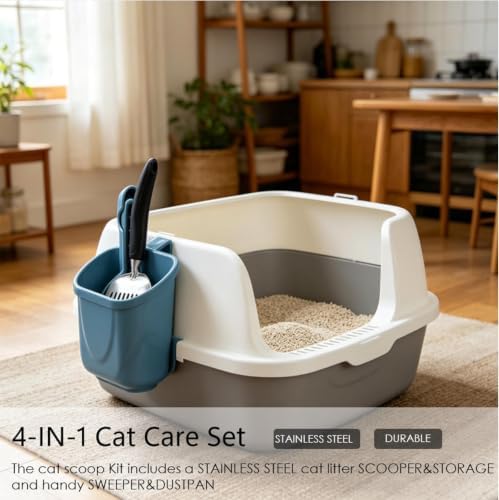 4-in-1 Cat Litter Scoop with Holder, Metal Litter Scoop Includes Portable Small - Image 3