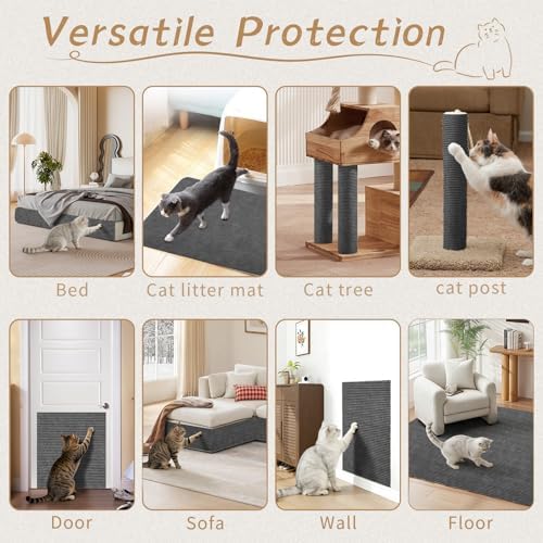 Heavy Duty Cat Scratch Mat for Couch, Dark Grey, 39.3x15.7Inch - Image 6
