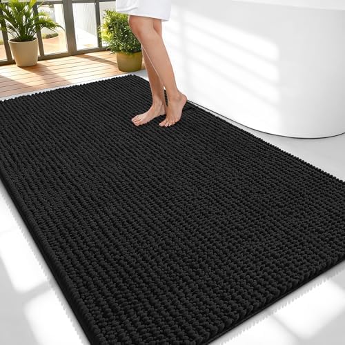 OLANLY Thick Chenille Large Bathroom Rugs 59x35, Absorbent Bath Mat by OLANLY