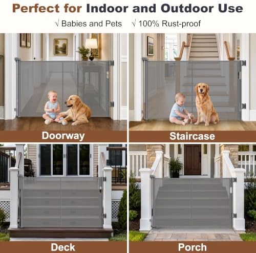 GRENFU Reinforced 59" Wide Retractable Baby Gate Retractable Dog Gate - Image 4