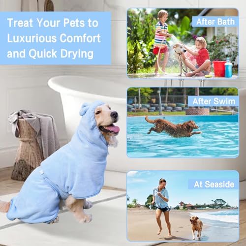 Pet Bathrobe for Dog Cat Absorbently Quick Drying Coat Cute Dogs Bath Towel - Image 4