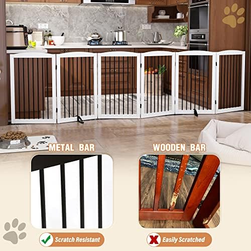 PUPETPO Freestanding Pet Gate for Dogs, Indoor Wooden Foldable Dog Gate for - Image 4