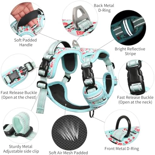 Timos Dog Harness, NO Need Go Over Dogs Head 3 Snap Buckles Pet Harness - Image 4