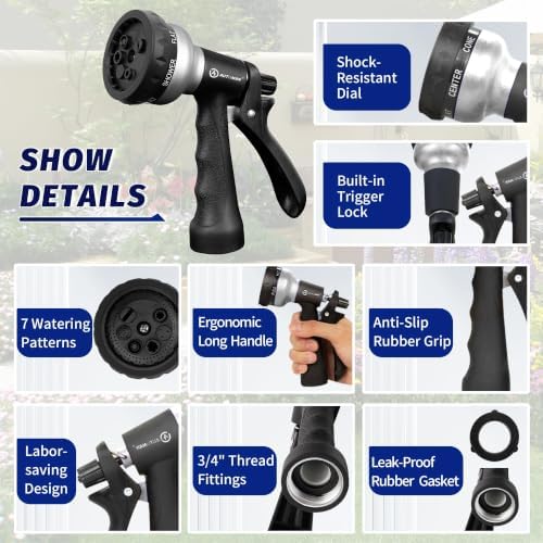 AUTOMAN-Garden-Hose-Nozzle, ABS Water Spray Nozzle, 7 Adjustable Watering - Image 6