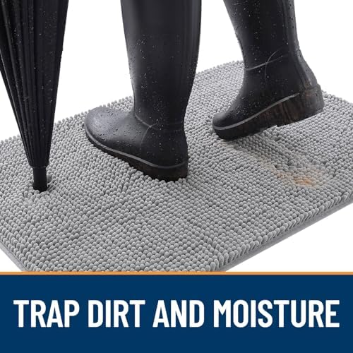 OLANLY Dog Door Mat for Muddy Paws 35x24, Super Absorbent Chenille Mud Mat - Image 2