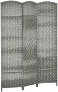 HOMCOM 3 Panel Room Divider 6 Ft Privacy Screen Hand-Woven Mixed Gray by HOMCOM