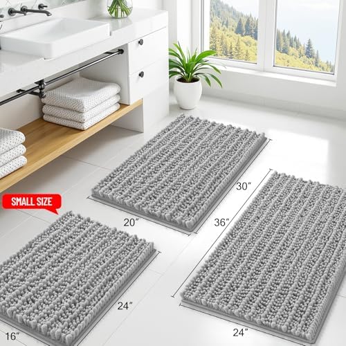 Smiry Bathroom Rugs 59X20, Extra Soft Rubber Backing Chenille Bath Mats - Image 2