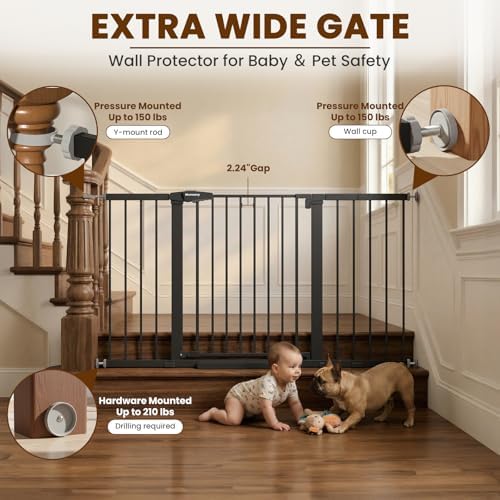 Mumeasy 29.7-57" Extra Wide Baby Gate, Auto Close Large Dog Gate - Image 3