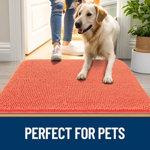 OLANLY Dog Door Mat for Muddy Paws 50x30, Super Absorbent Chenille Mud Mat - Image 6