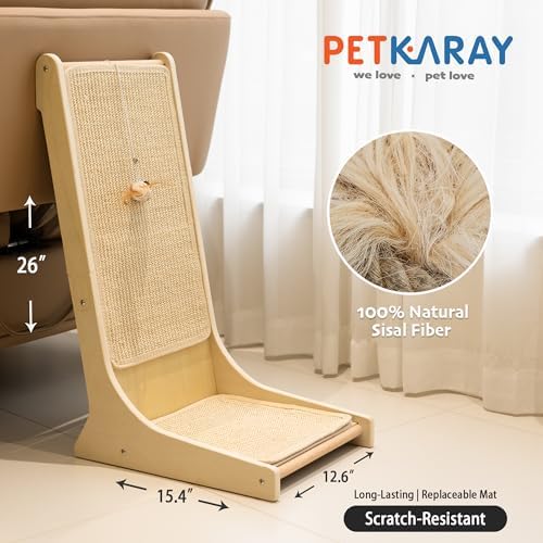 PETKARAY Sisal Cat Scratcher, Upright Cat Scratch Pad Wall Mounted, Vertical - Image 2