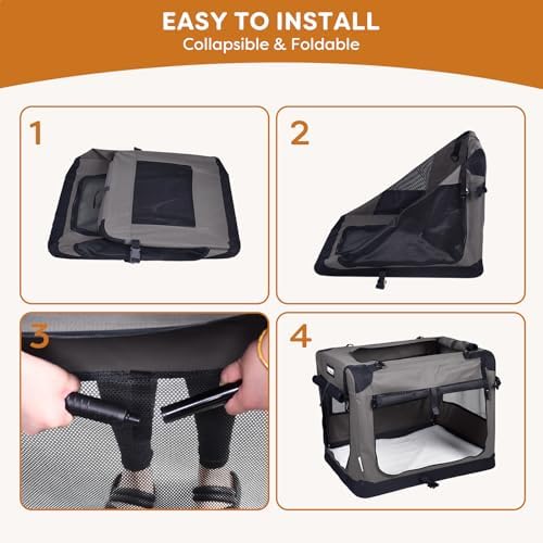 JESPET 3 Door Soft Dog Crates Kennel, Collapsible Travel Pet Carrier - Image 4