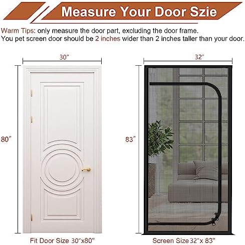 Dixutzi Reinforced Cat Screen Door Fits Door Size 30''x 80'', Heavy Duty Pets - Image 4
