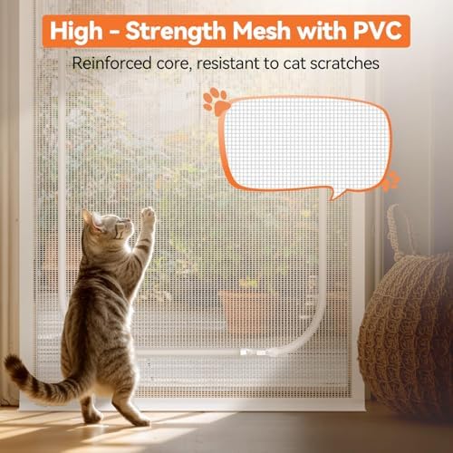 BFNN Cat Screen Door, Scratch Resistant Mesh Gate, Fit 34'' x 82'' Door - Image 3