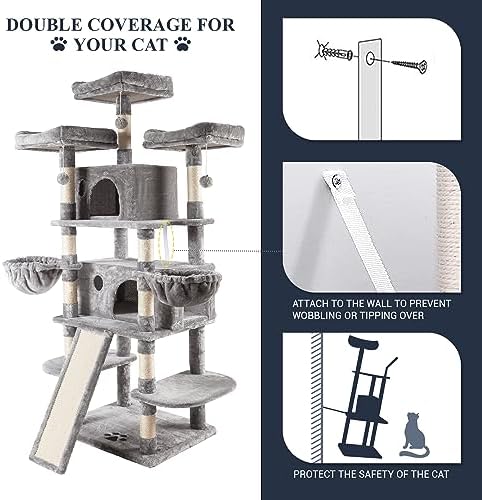 Allewie 68 Inches Cat Tree/House and Towers - Image 6