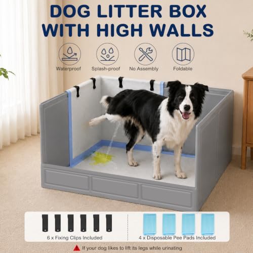 BoYata Dog Litter Box with High Walls, Foldable Dog Pee Pad Holder Indoor - Image 3