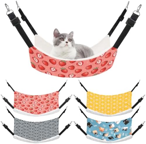 4 Pcs Cat Hammock for Cage Reversible Hanging Pet Bed by Ribbonlic