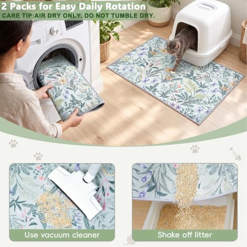 Bienbee Cat Litter Mat, 2 Pack 33" x 22" Machine Washable - Image 6