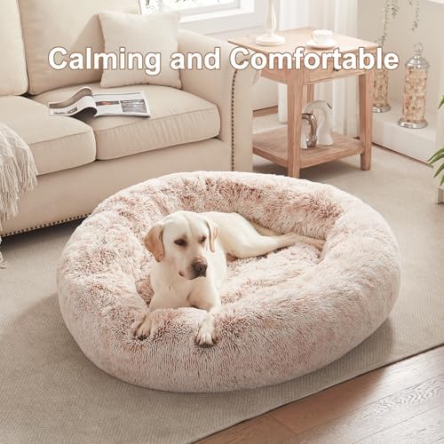45 in Faux Fur Fluffy Donut Dog Bed - Image 2