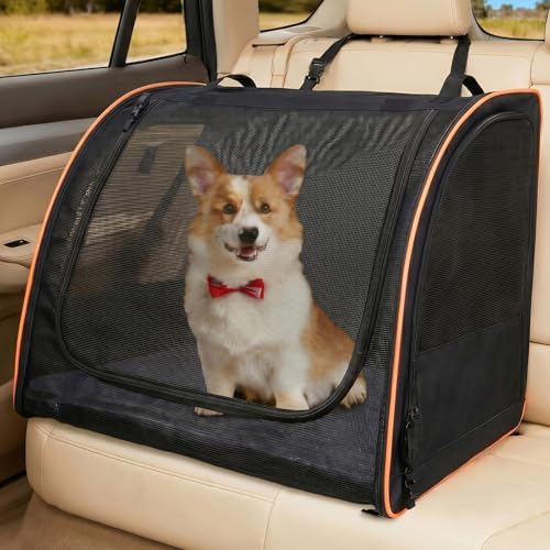Dog Car Seat, Enclosed Carrier for Pets Travel Safety Dog Crate Soft-Sided by UNICITII