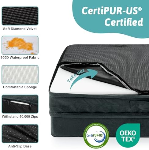 COZY KISS Orthopedic Dog Bed for Extra Large Dogs, L Shaped XL 44x32 inch - Image 4