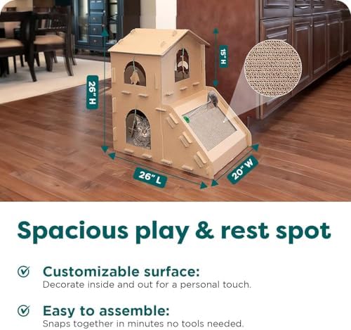 FurHaven Townhouse Multi-Level Cardboard Cat House - Image 3