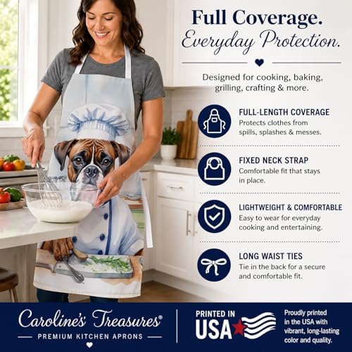 Caroline's Treasures Boxer The Chef Apron Cooking Kitchen Server Baking Crafts - Image 4