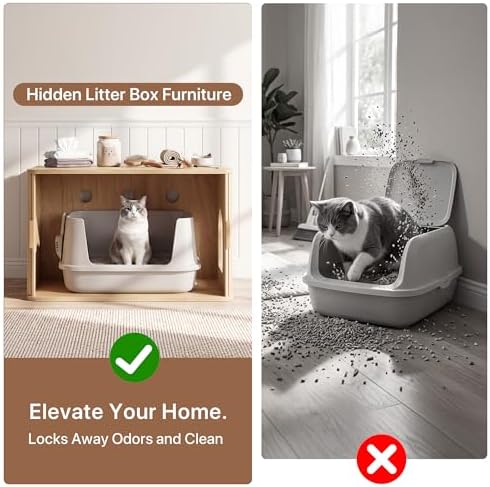 Seang 31.5" Cat Litter Box Enclosure, Hidden Litter Box Furniture - Image 6