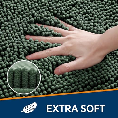 Chenille Bathroom Rug 30"x50" Hunter Green, Large Plush Bath Mat - Image 3