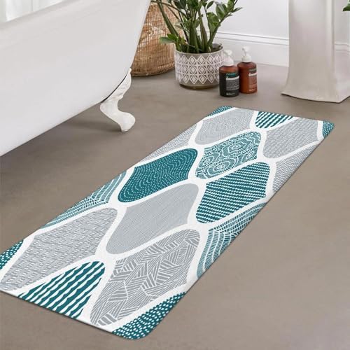 JAWO Teal and Grey Paisley Bath Mat - Image 6