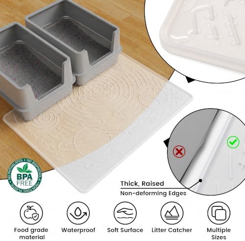 OHMO Cat Mat for Litter Box, Large 31.5x23.6 Semi Transparent, High Edge - Image 4