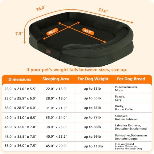 Orthopedic Waterproof XXX-Large Dog Bed Sofa, Gel Memory Foam - Image 4