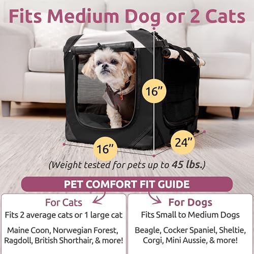 Cat & Dog Pet Carrier, Fits 2 Cats or Medium Dog Comfortably - Image 3
