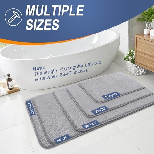 OLANLY Memory Foam Bathroom Runner Rug 47x20, Absorbent Long Bath Mat - Image 5